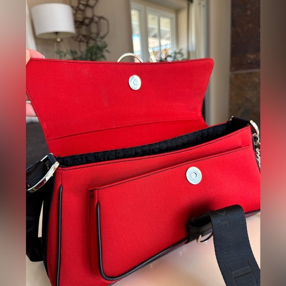 Vintage Rare CHRISTIAN DIOR Rouge Red Black Fabric Hardcore Shoulder Bag - Picture 15 of 16